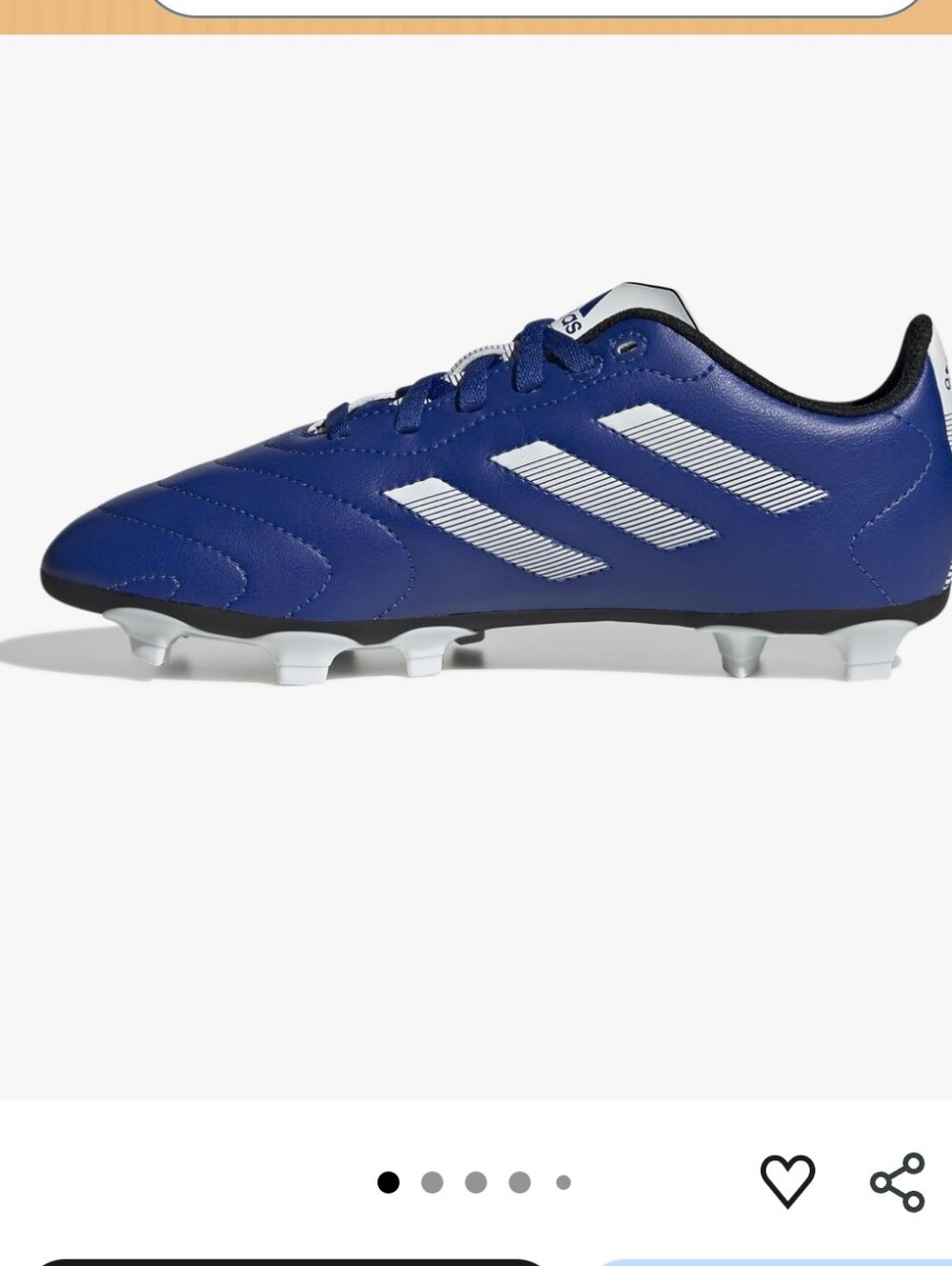 adidas Goletto VII Blue Youth Outdoor Athletic Soccer Cleats with White Stripes
